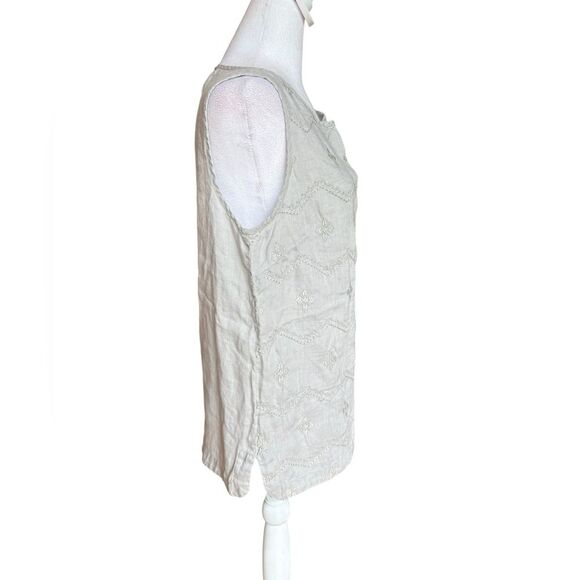 Saint Tropez West Tank 100% Linen Embroidered Bohemian Peasant Womens Small - Picture 3 of 8